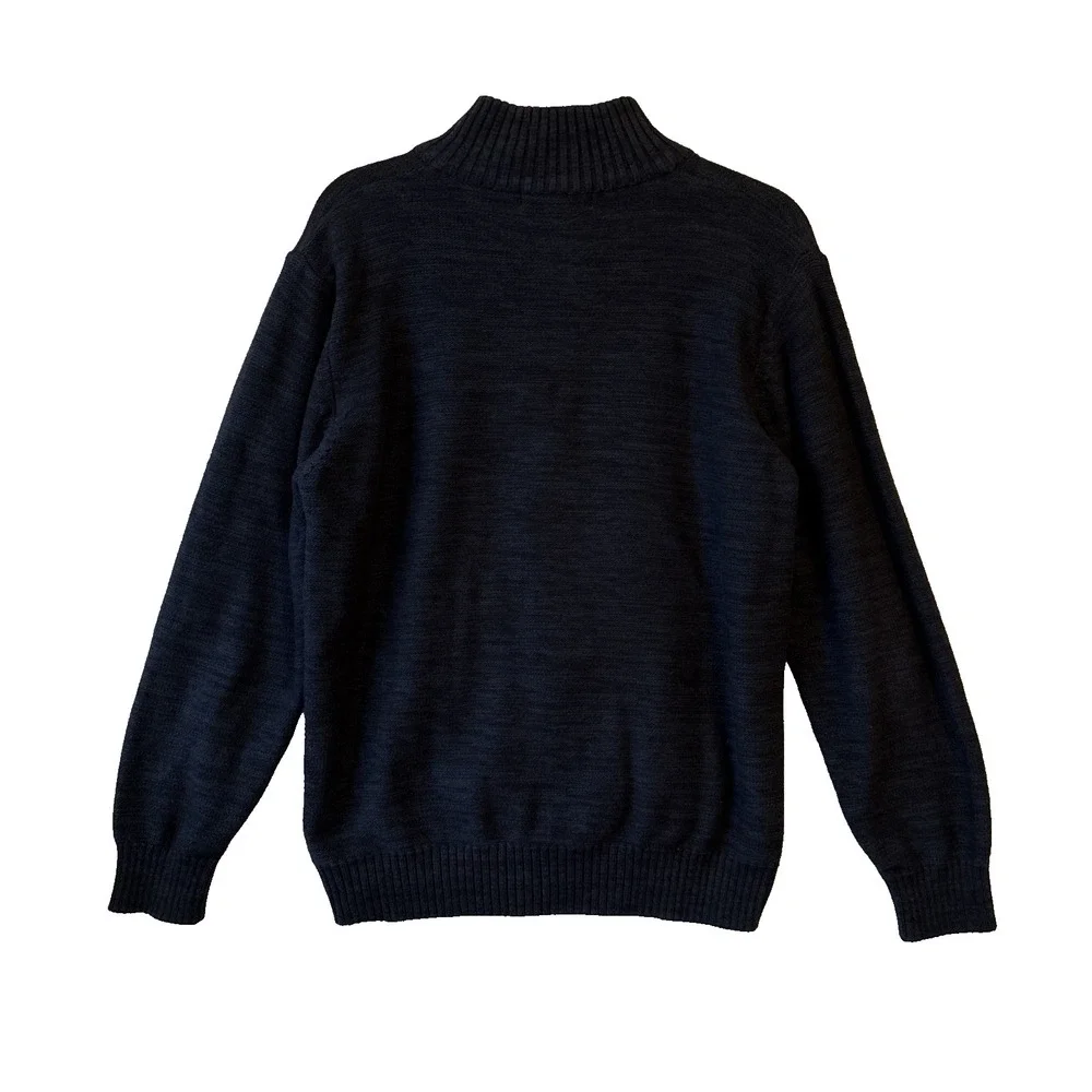 Tricots St Raphael Mock‎ Neck Full Zip Knit Cardigan Sweater Men's L Navy Preppy